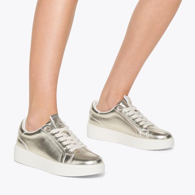 Carvela By Kurt Geiger LOVIE Gold Lace Up Sneaker By KG KURT GEIGER