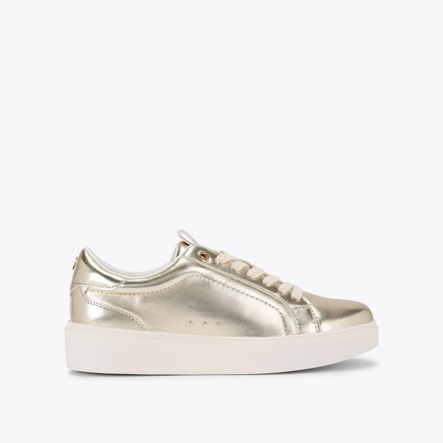 carvela by kurt geiger LOVIE Gold Lace Up Sneaker by KG KURT GEIGER
