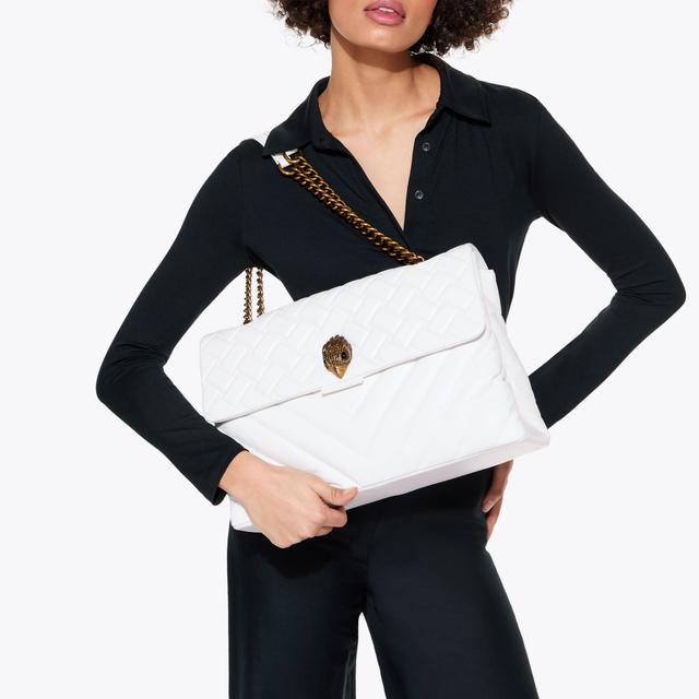 Carvela By Kurt Geiger LTHR XXL KENSINGTON BAG White Quilted Shoulder Bag By KURT GEIGER LONDON