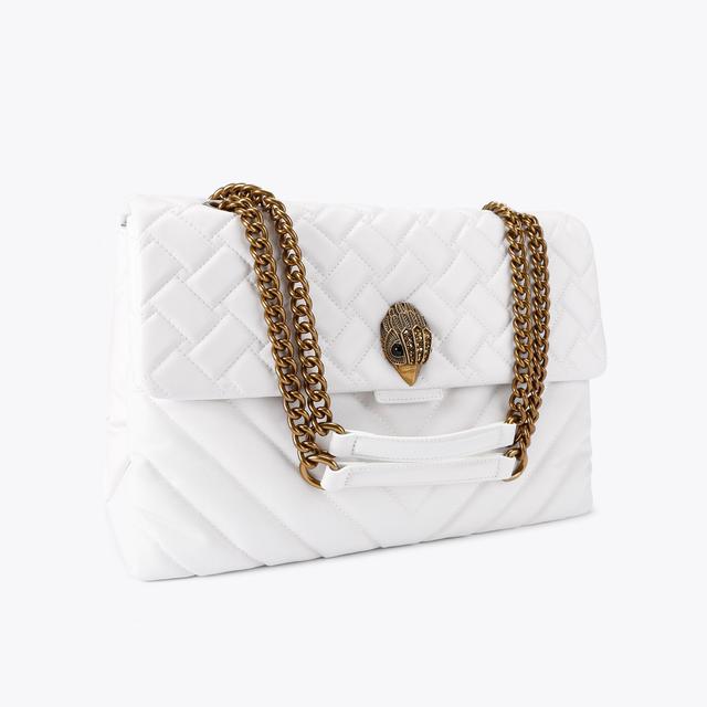 Carvela By Kurt Geiger LTHR XXL KENSINGTON BAG White Quilted Shoulder Bag By KURT GEIGER LONDON