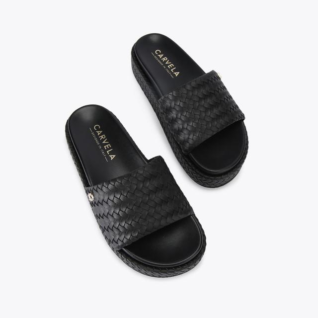 Carvela By Kurt Geiger LUCCA FLATFORM Black Woven Flatform Sandal By CARVELA