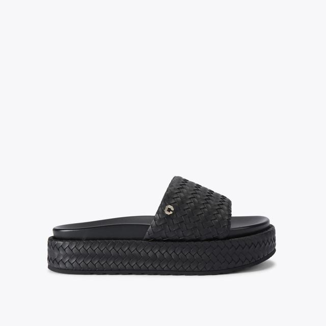 carvela by kurt geiger LUCCA FLATFORM Black Woven Flatform Sandal by CARVELA
