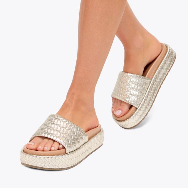 Carvela By Kurt Geiger LUCCA FLATFORM Gold Woven Flatform Sandal By CARVELA