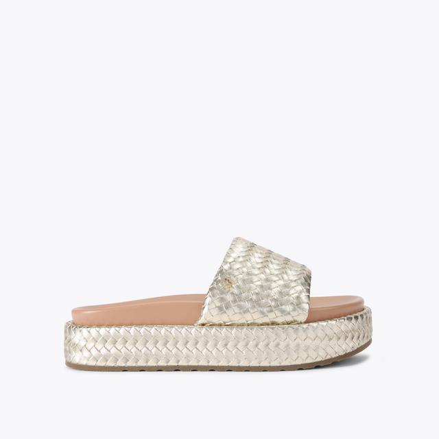 carvela by kurt geiger LUCCA FLATFORM Gold Woven Flatform Sandal by CARVELA