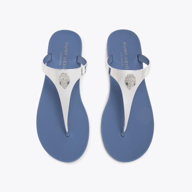 Carvela By Kurt Geiger MADDISON T-BAR Blue Silver Sandal By KURT GEIGER LONDON