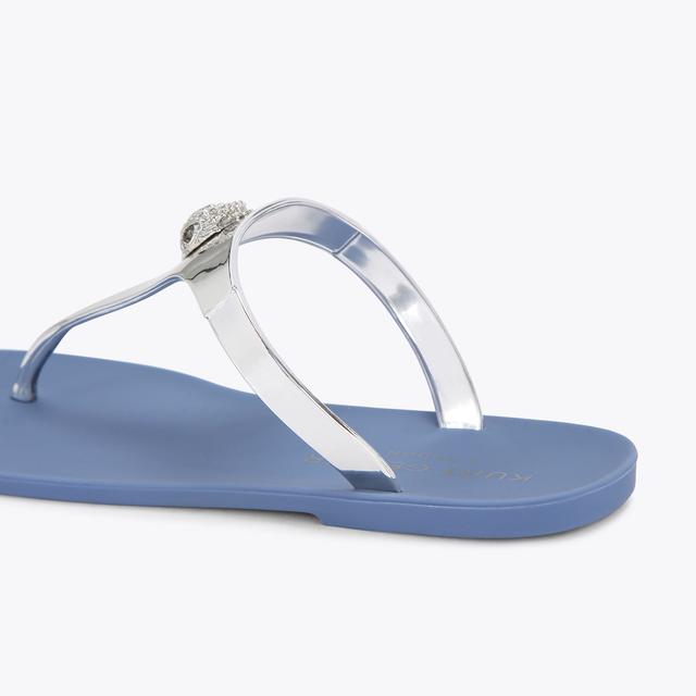 Carvela By Kurt Geiger MADDISON T-BAR Blue Silver Sandal By KURT GEIGER LONDON