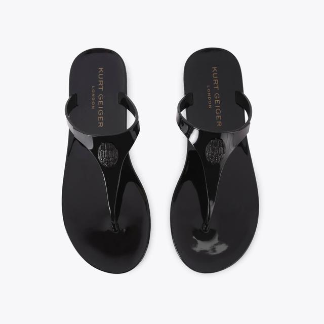 Carvela By Kurt Geiger MADDISON T-BAR DRENCH Black Slip On Sandal By KURT GEIGER LONDON