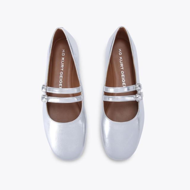 Carvela By Kurt Geiger MAGIC Metallic Silver Mary Jane Flat By KG KURT GEIGER