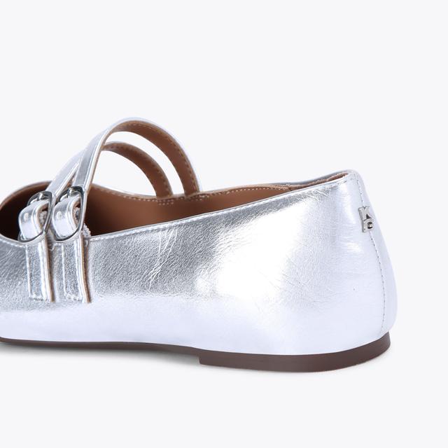 Carvela By Kurt Geiger MAGIC Metallic Silver Mary Jane Flat By KG KURT GEIGER