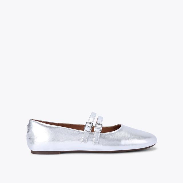 carvela by kurt geiger MAGIC Metallic Silver Mary Jane Flat by KG KURT GEIGER