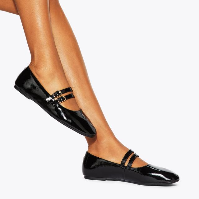 Carvela By Kurt Geiger MAGIC Shiny Black Ballet Flats By KG KURT GEIGER
