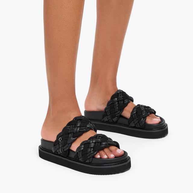 Carvela By Kurt Geiger MAIELLA FLATFORM Black Crystal Slip On Sandal By CARVELA