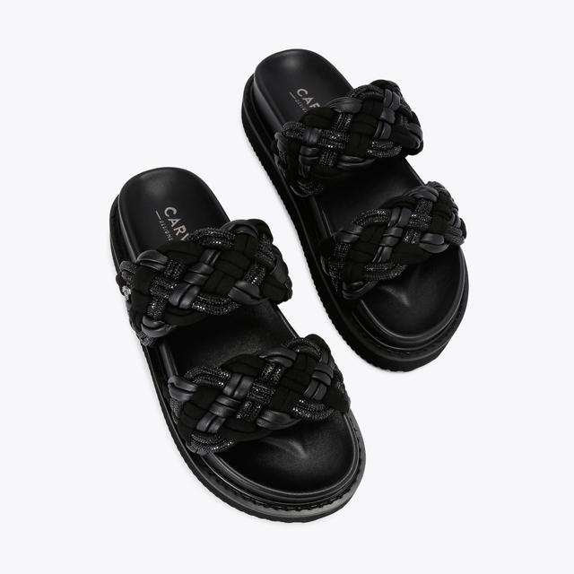 Carvela By Kurt Geiger MAIELLA FLATFORM Black Crystal Slip On Sandal By CARVELA