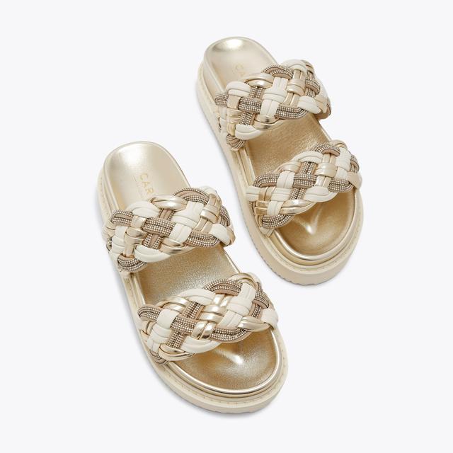 Carvela By Kurt Geiger MAIELLA FLATFORM Gold And Bone Flatform Sandal By CARVELA