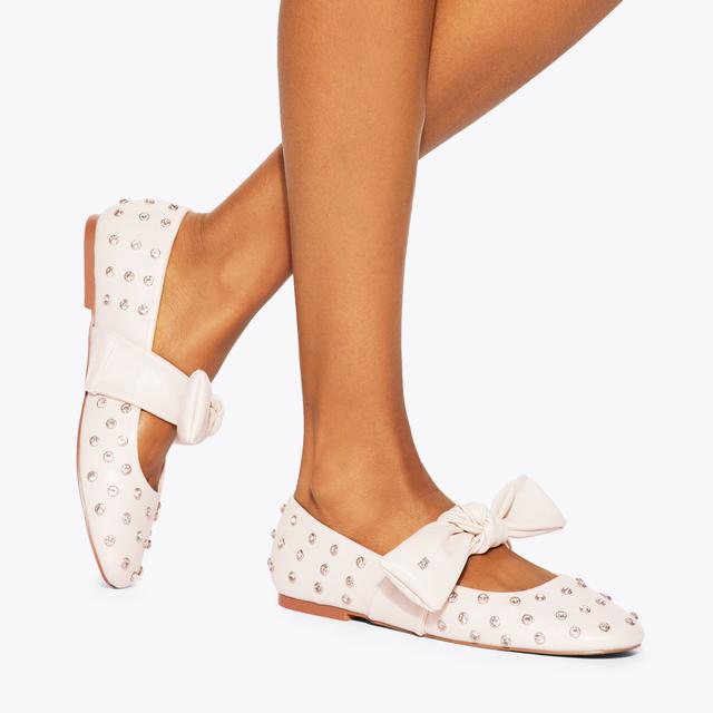 Carvela By Kurt Geiger MASTER STUD2 Bone Bow Studded Flats By KG KURT GEIGER