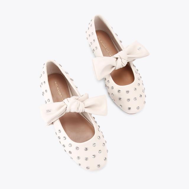 Carvela By Kurt Geiger MASTER STUD2 Bone Bow Studded Flats By KG KURT GEIGER