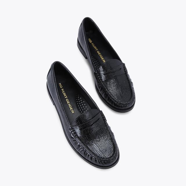 Carvela By Kurt Geiger MATTIE Black Lizard Loafer By KG KURT GEIGER