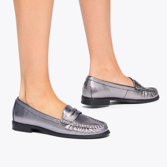 Carvela By Kurt Geiger MATTIE Silver Slip On Loafer By KG KURT GEIGER