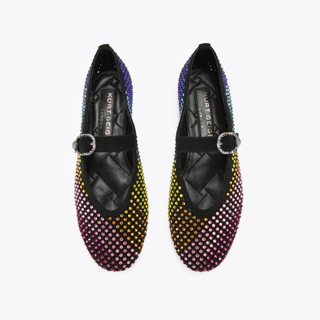 Carvela By Kurt Geiger MAYFAIR BALLET FLAT Black Suede Crystal Ballet Flat By KURT GEIGER LONDON