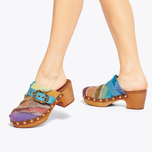 Carvela By Kurt Geiger MAYFAIR CLOG Denim Rainbow Slip On Clog By KURT GEIGER LONDON