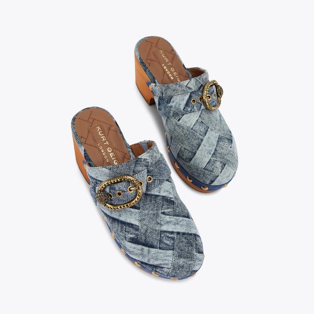 Carvela By Kurt Geiger MAYFAIR CLOG Denim Weave Platform Clog By KURT GEIGER LONDON