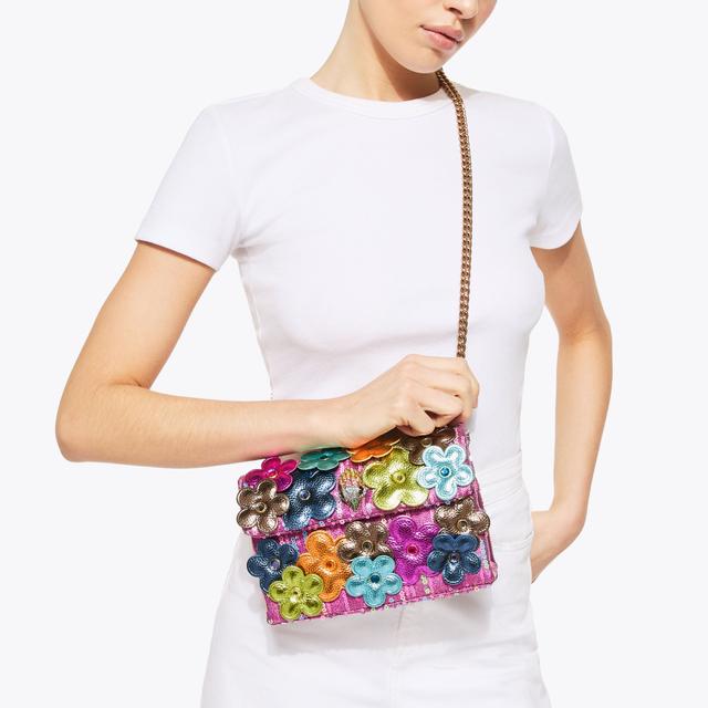 Carvela By Kurt Geiger MD KENSINGTON DAISY Fuchsia Tweed 3D Floral Bag By KURT GEIGER LONDON