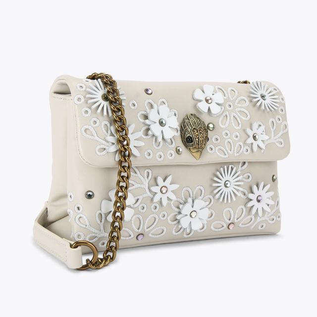 Carvela By Kurt Geiger MD KENSINGTON FLOWER Bone Leather Shoulder Bag By KURT GEIGER LONDON