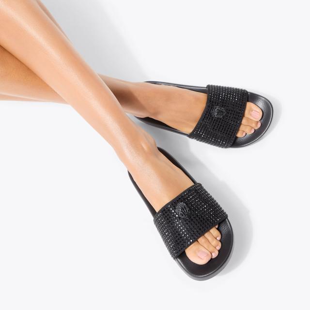 Carvela By Kurt Geiger MEENA EAGLE Black Crystal Slide On Sandal By KURT GEIGER LONDON