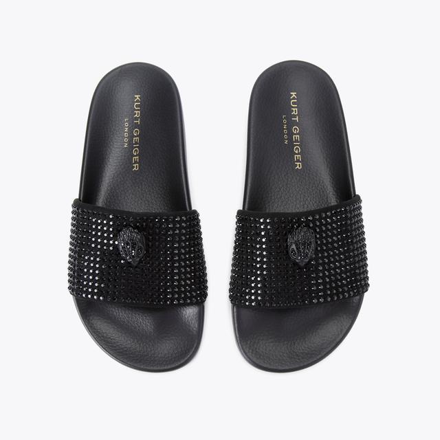Carvela By Kurt Geiger MEENA EAGLE Black Crystal Slide On Sandal By KURT GEIGER LONDON