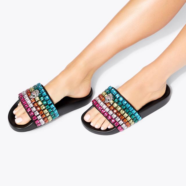 Carvela By Kurt Geiger MEENA EAGLE JEWEL Rainbow Canvas Crystal Sandal By KURT GEIGER LONDON