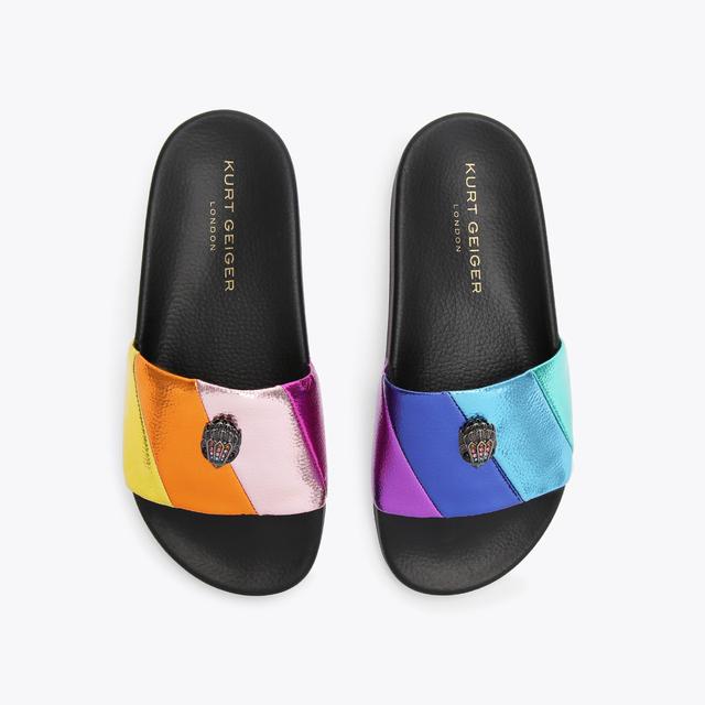 Carvela By Kurt Geiger MEENA EAGLE Metallic Stripe Quilt Eagle Sliders By KURT GEIGER LONDON