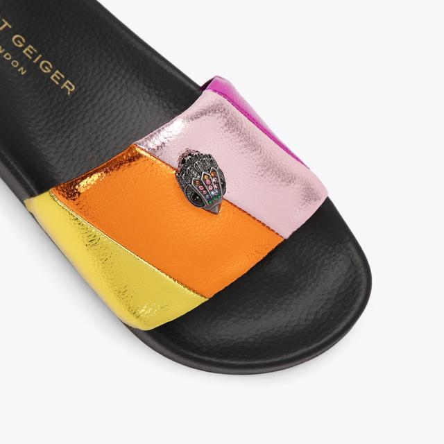 Carvela By Kurt Geiger MEENA EAGLE Metallic Stripe Quilt Eagle Sliders By KURT GEIGER LONDON
