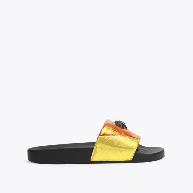 carvela by kurt geiger MEENA EAGLE Metallic Stripe Quilt Eagle Sliders by KURT GEIGER LONDON