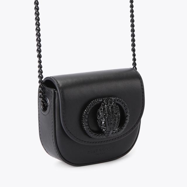 Carvela By Kurt Geiger MICRO CHELSEA SADDLE DR Black Leather Micro Bag By KURT GEIGER LONDON