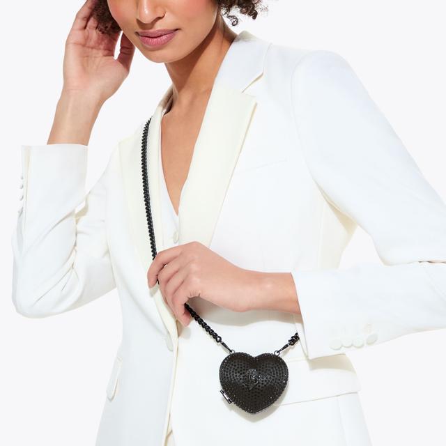 Carvela By Kurt Geiger MICRO HEART CLUTCH Black Crystal Cross Body Bag By KURT GEIGER LONDON