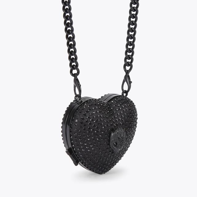 Carvela By Kurt Geiger MICRO HEART CLUTCH Black Crystal Cross Body Bag By KURT GEIGER LONDON