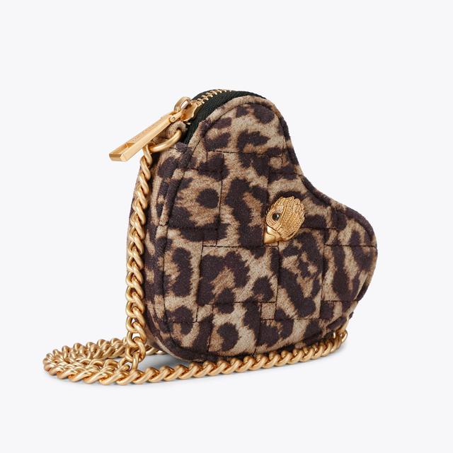 Carvela By Kurt Geiger MICRO HEART CROSS BODY Leopard Print Suede Cross Body Bag By KURT GEIGER LONDON