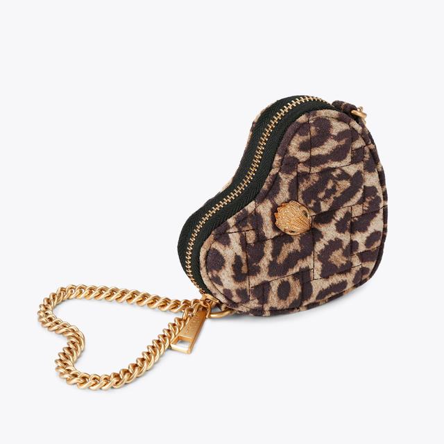 Carvela By Kurt Geiger MICRO HEART CROSS BODY Leopard Print Suede Cross Body Bag By KURT GEIGER LONDON