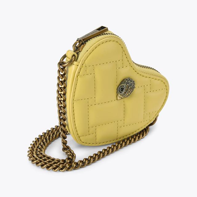 Carvela By Kurt Geiger MICRO HEART CROSS BODY Yellow Mini Heart Cross Body Bag By KURT GEIGER LONDON