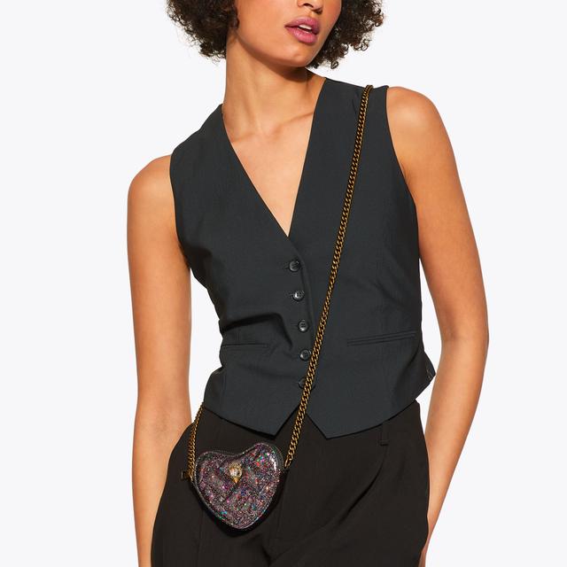 Carvela By Kurt Geiger MICRO HEART CROSSBODY Glitter Vinyl Cross Body Bag By KURT GEIGER LONDON