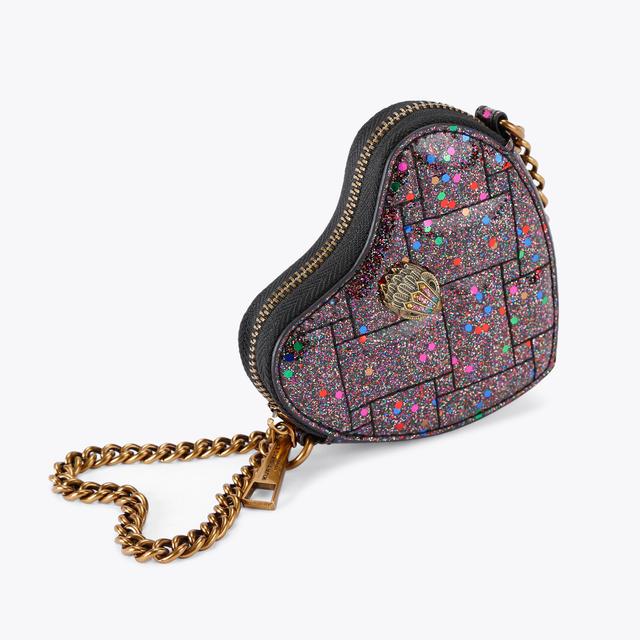 Carvela By Kurt Geiger MICRO HEART CROSSBODY Glitter Vinyl Cross Body Bag By KURT GEIGER LONDON
