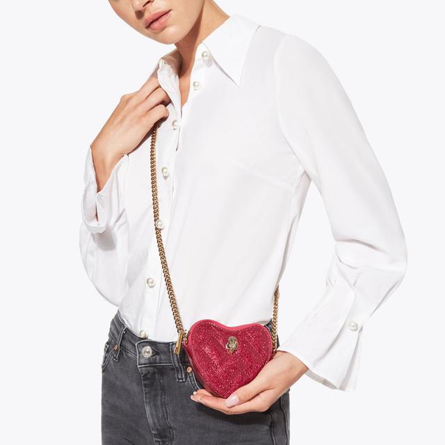 Carvela By Kurt Geiger MICRO HEART CROSSBODY Red Shiny Vinyl Cross Body Bag By KURT GEIGER LONDON