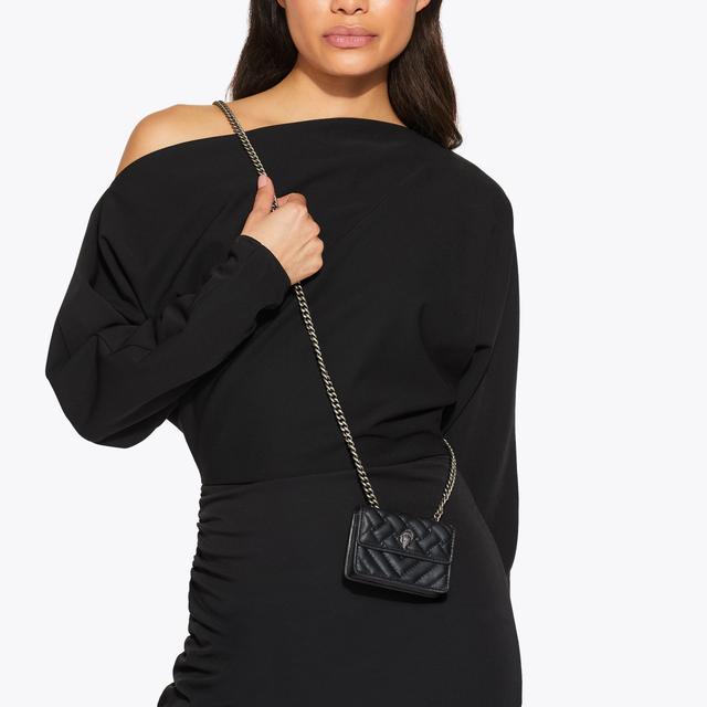 Carvela By Kurt Geiger MICRO KENSINGTON Black Micro Quilted Cross Body Bag By KURT GEIGER LONDON