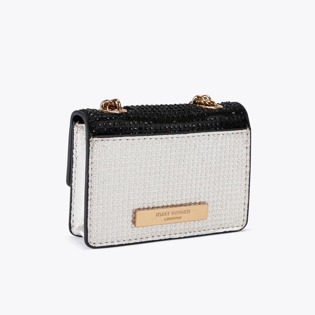 Carvela By Kurt Geiger MICRO KENSINGTON Black White Crystal Mini Bag By KURT GEIGER LONDON