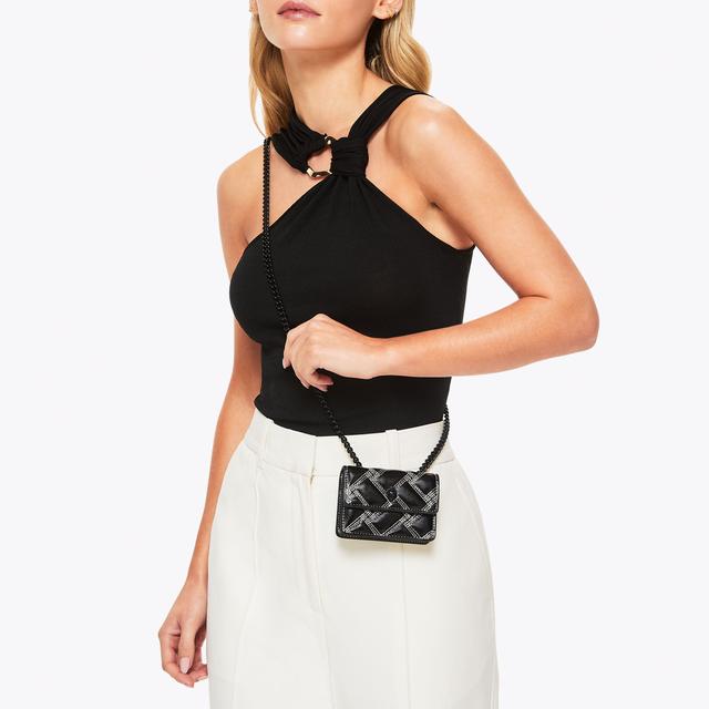 Carvela By Kurt Geiger MICRO KENSINGTON D Black White Stitch Micro Bag By KURT GEIGER LONDON