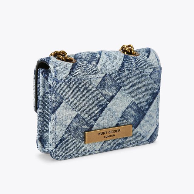 Carvela By Kurt Geiger MICRO KENSINGTON Denim Cross Body Bag By KURT GEIGER LONDON