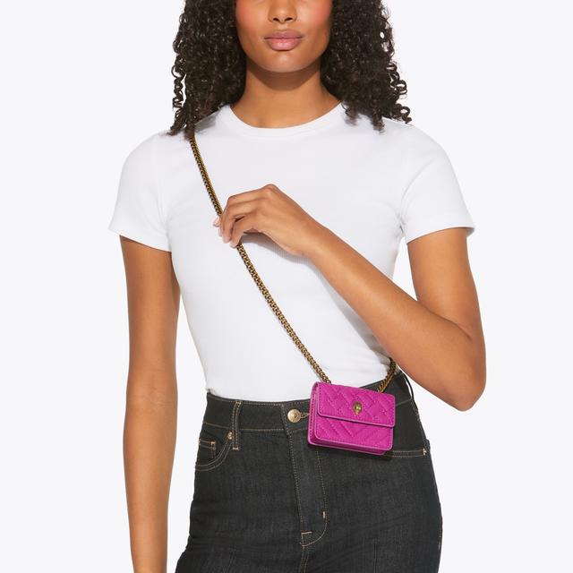 Carvela By Kurt Geiger MICRO KENSINGTON Fuchsia Microsuede Mini Bag By KURT GEIGER LONDON