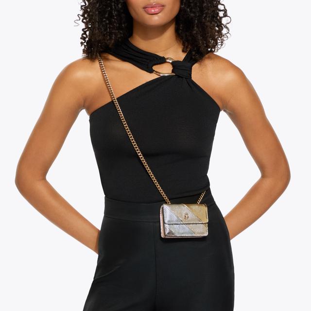 Carvela By Kurt Geiger MICRO KENSINGTON L Metallic Pebble Grain Micro Cross Body Bag By KURT GEIGER LONDON