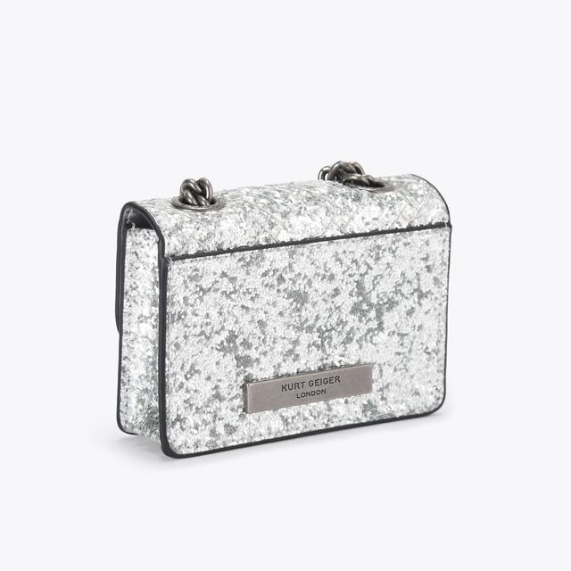 Carvela By Kurt Geiger MICRO KENSINGTON Silver Glitter Micro Bag By KURT GEIGER LONDON
