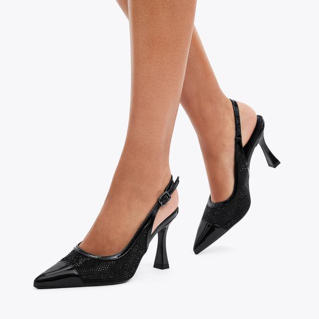 Carvela By Kurt Geiger MIDNIGHT SLING Black Fabric Heel By CARVELA
